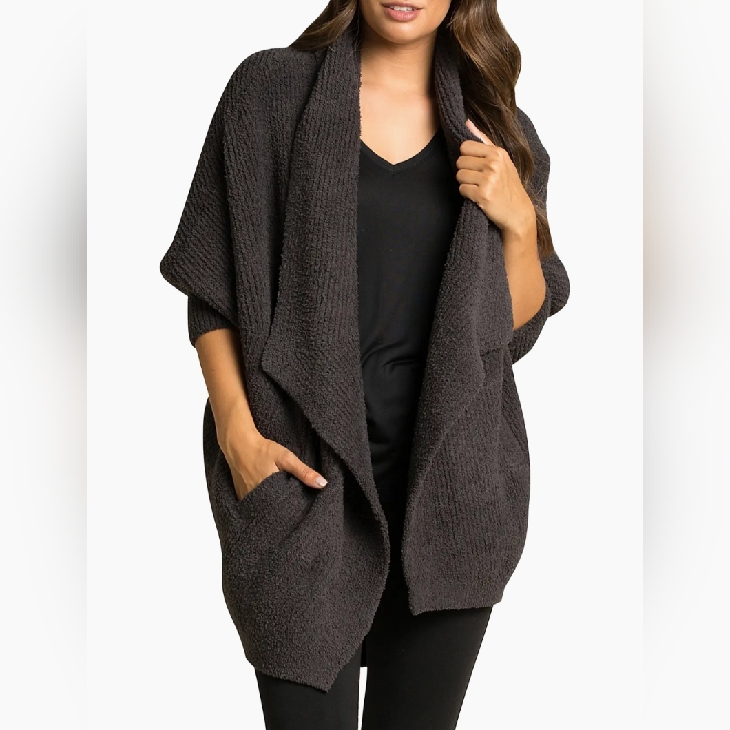 Barefoot Dreams Cozychic Chevron Ribbed Cardigan Sweater